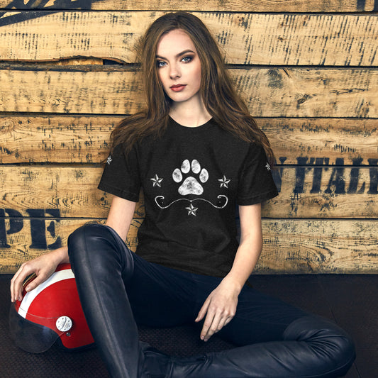 Starry Paw - Weathered Paw Print Design Unisex t-shirt