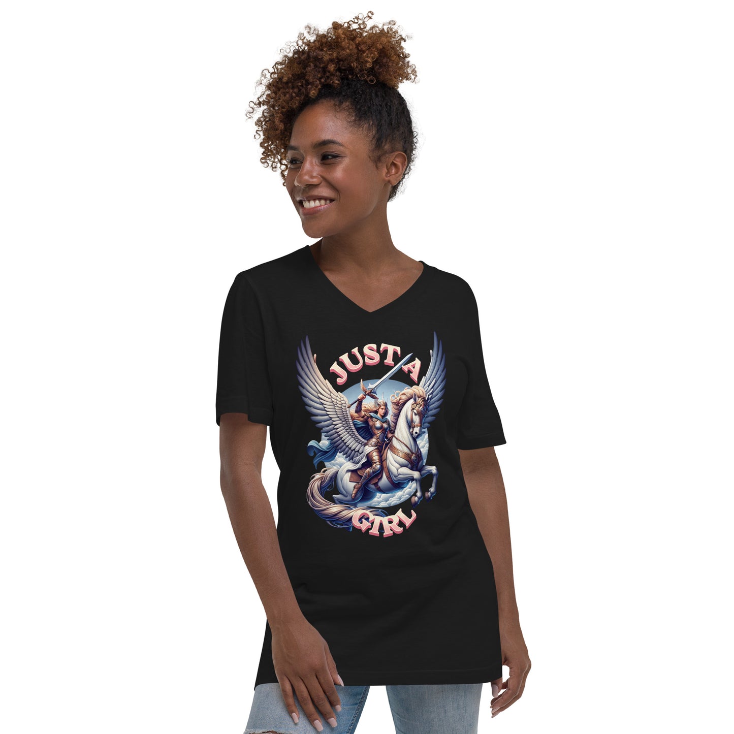 Just A Girl - Valkyrie Unisex Short Sleeve V-Neck T-Shirt