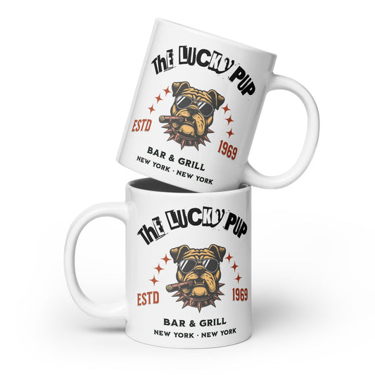 The Lucky Pup Bar & Grill White glossy mug